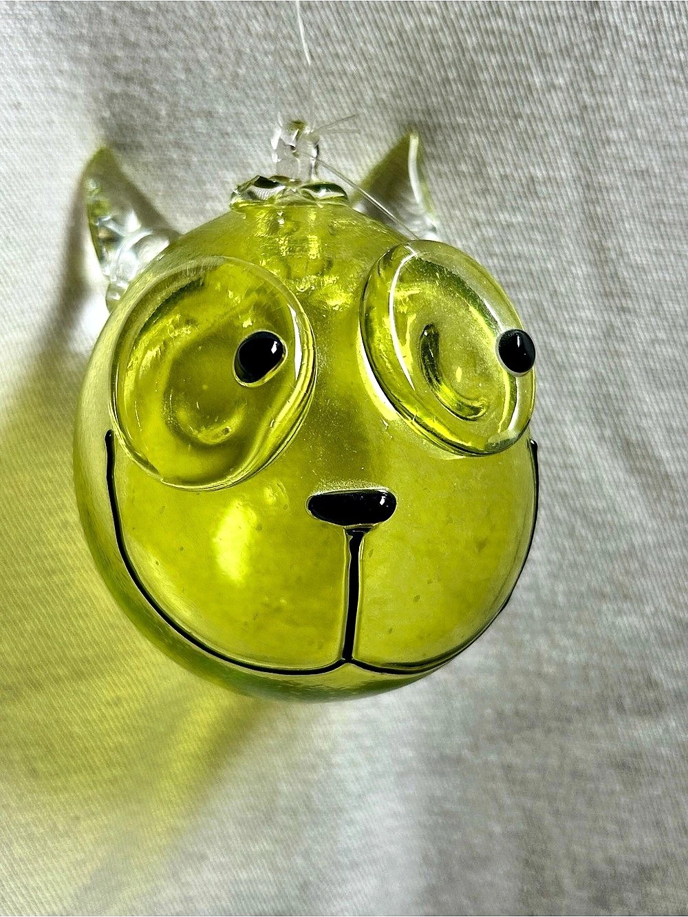Green Glass Cat Ornament